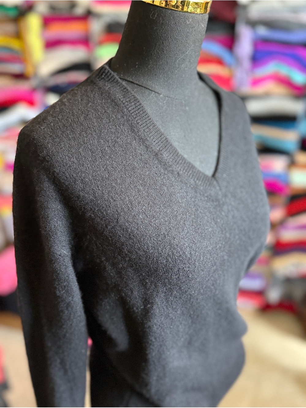 Classic Black V-Neck Women's Cashmere Sweater